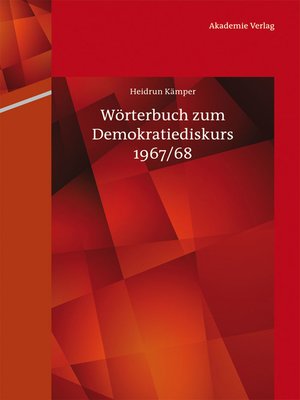 cover image of Wörterbuch zum Demokratiediskurs 1967/68